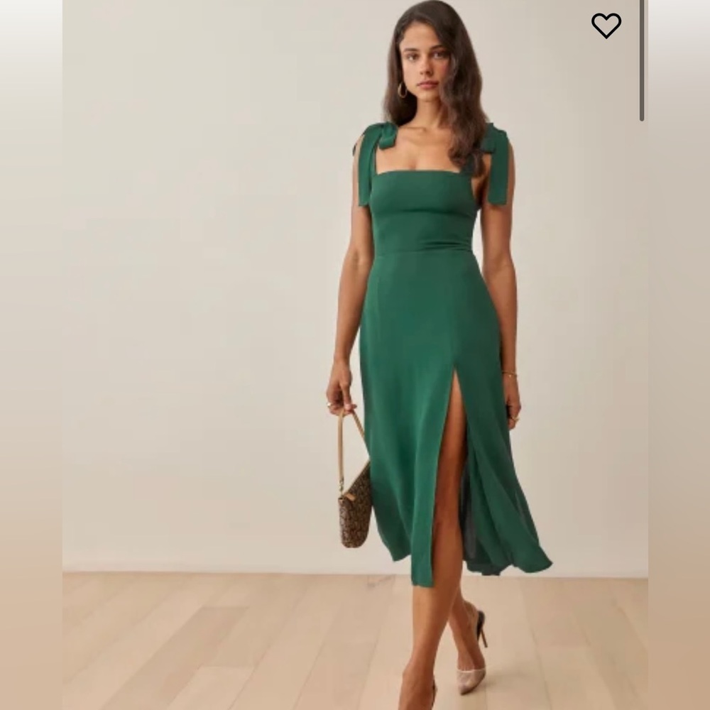 Reformation emerald green midi dress